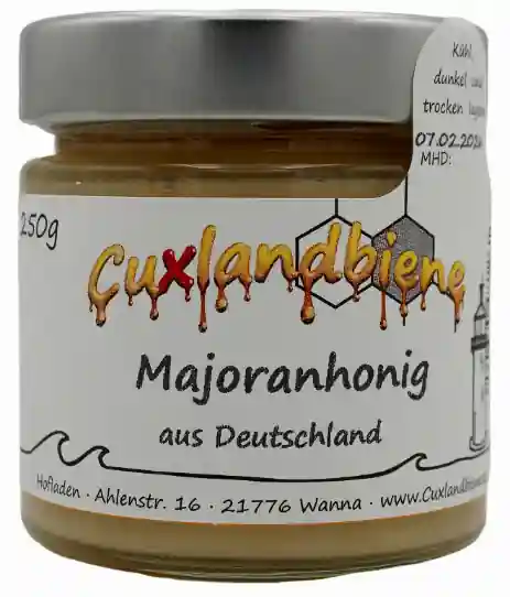 Majoranhonig 250g mit Etikett Majoranhonig 250g mit Etikett