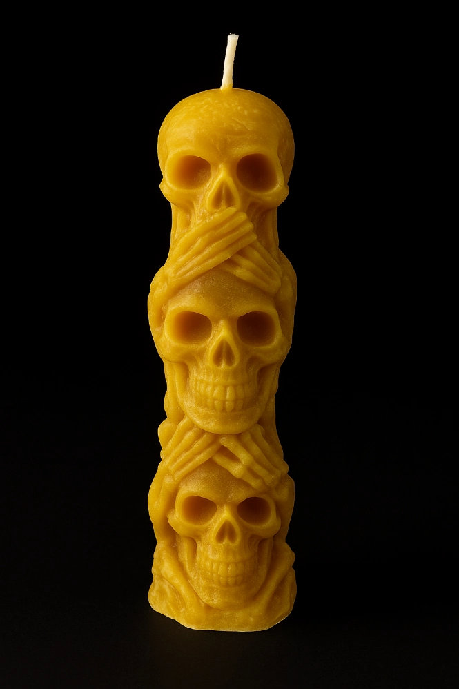 Bienenwachskerze - 3x Totenkopf