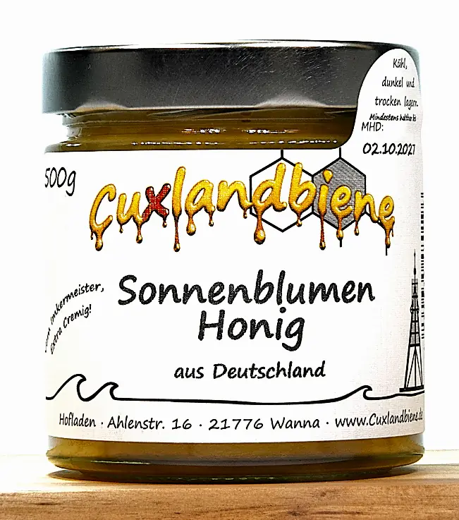 Sonnenblumenhonig 500g Etikett Ansicht
