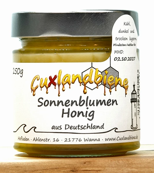 Sonnenblumenhonig 250g Etikett Ansicht