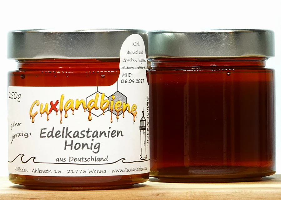 Edelkastanienhonig 250g Vorne und Hinten