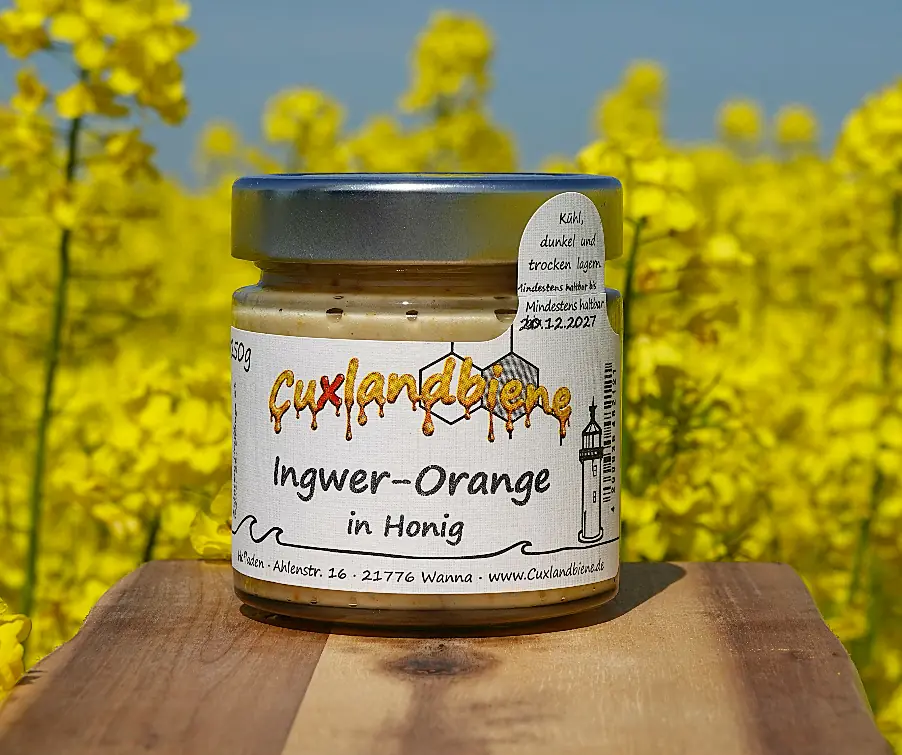 Ingwer-Orange in Honig - Rapsfeld Ingwer-Orange in Honig - Rapsfeld