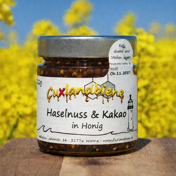 Haselnuss und Kakao in Honig - Rapsfeld