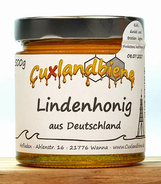 Lindenhonig fluessig 500g Etikett Ansicht Lindenhonig fluessig 500g Etikett Ansicht