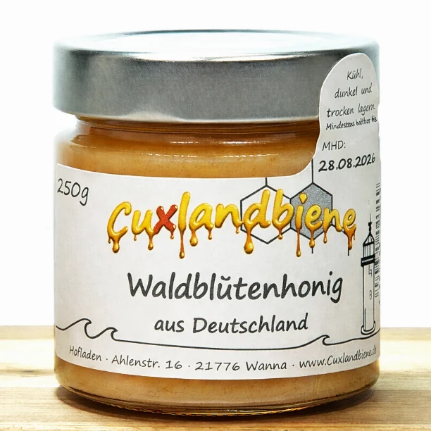 Waldbluetenhonig 250g Etikett Ansicht