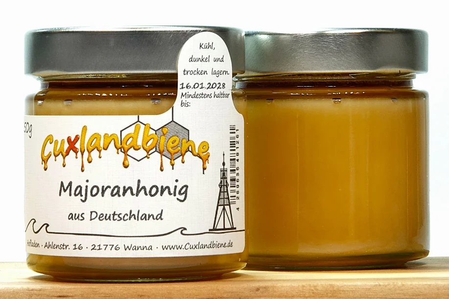 Majoranhonig 250g Vorne und Hinten Majoranhonig 250g Vorne und Hinten