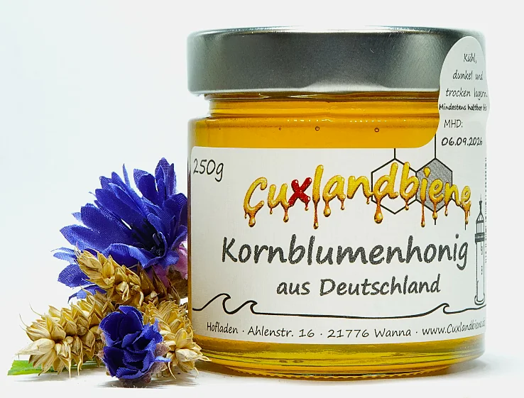 Kornblumenhonig fluessig 250g mit Blume