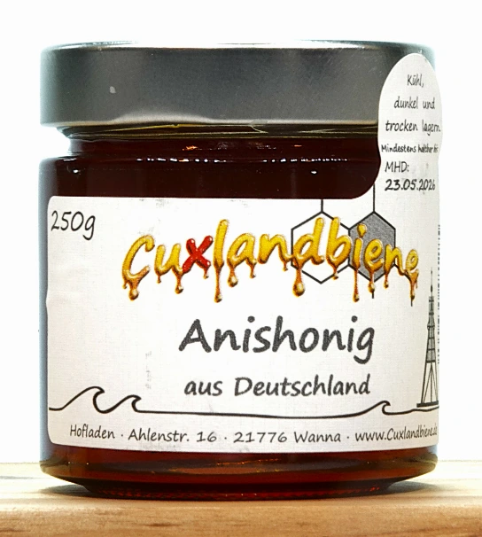 Anishonig 250g Etikett Ansicht Anishonig 250g Etikett Ansicht