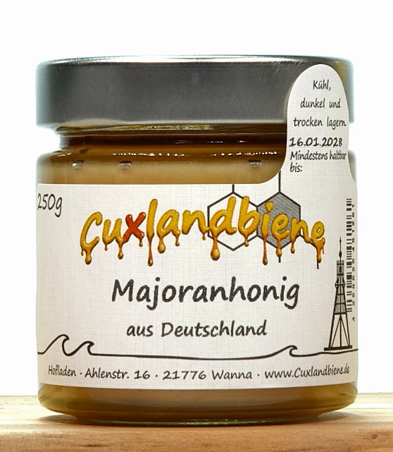 Majoranhonig 250g Etikett Ansicht Majoranhonig 250g Etikett Ansicht