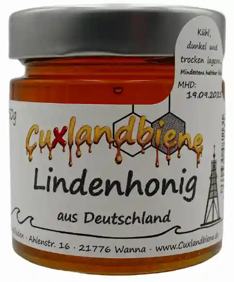 Lindenhonig 250g mit Etikett flüssig Lindenhonig 250g mit Etikett flüssig