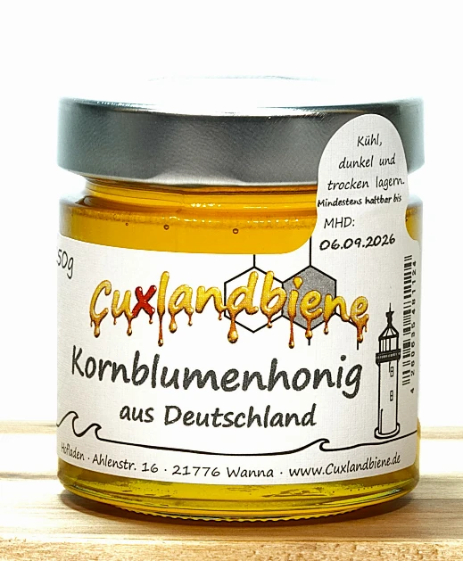 Kornblumenhonig fluessig 250g Etikett Ansicht Kornblumenhonig fluessig 250g Etikett Ansicht
