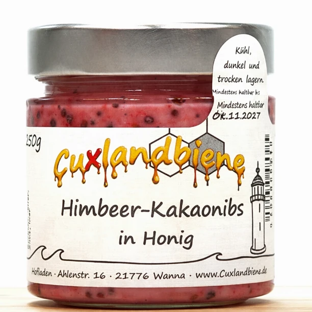 Himbeer-Kakaonibs in Honig 1
