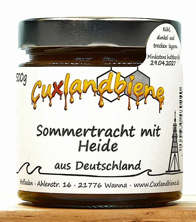 Sommertracht mit Heidehonig 500g Etikett Ansicht
