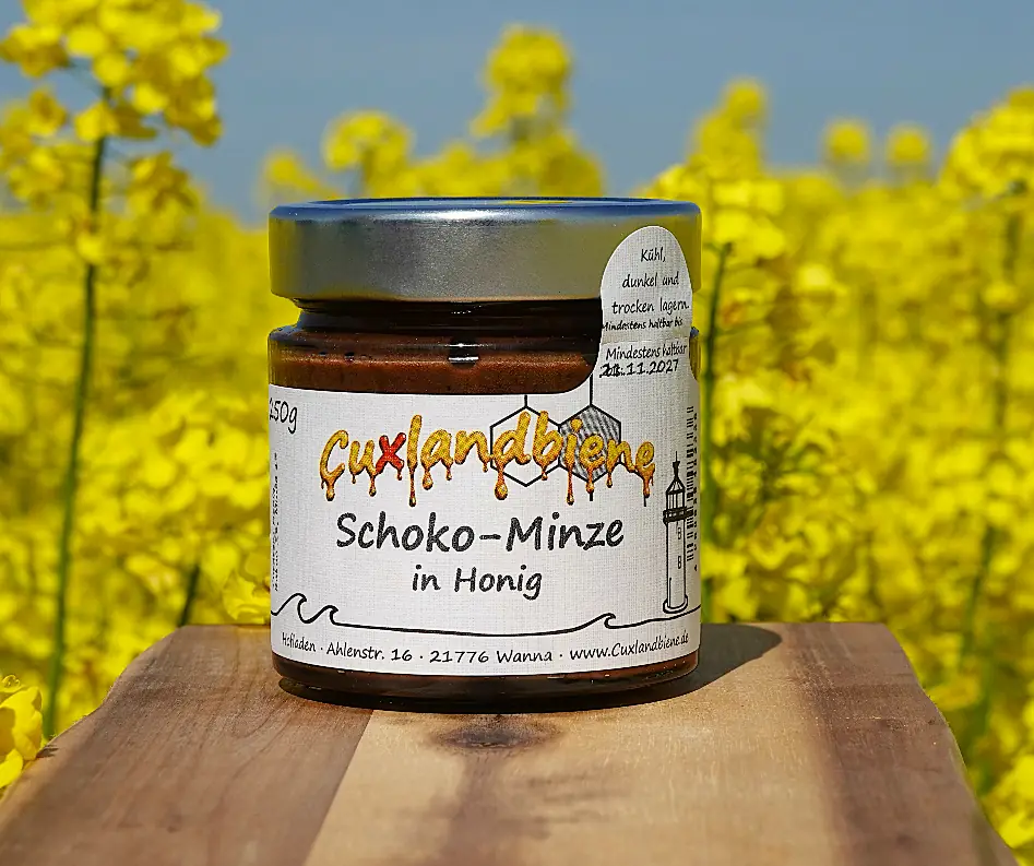 Schoko-Minze in Honig - Rapsfeld Schoko-Minze in Honig - Rapsfeld